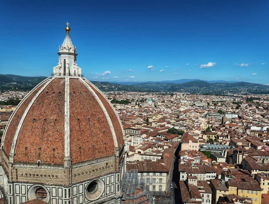View of the city of Florence with the famous Cupola, or dome, of the Duomo