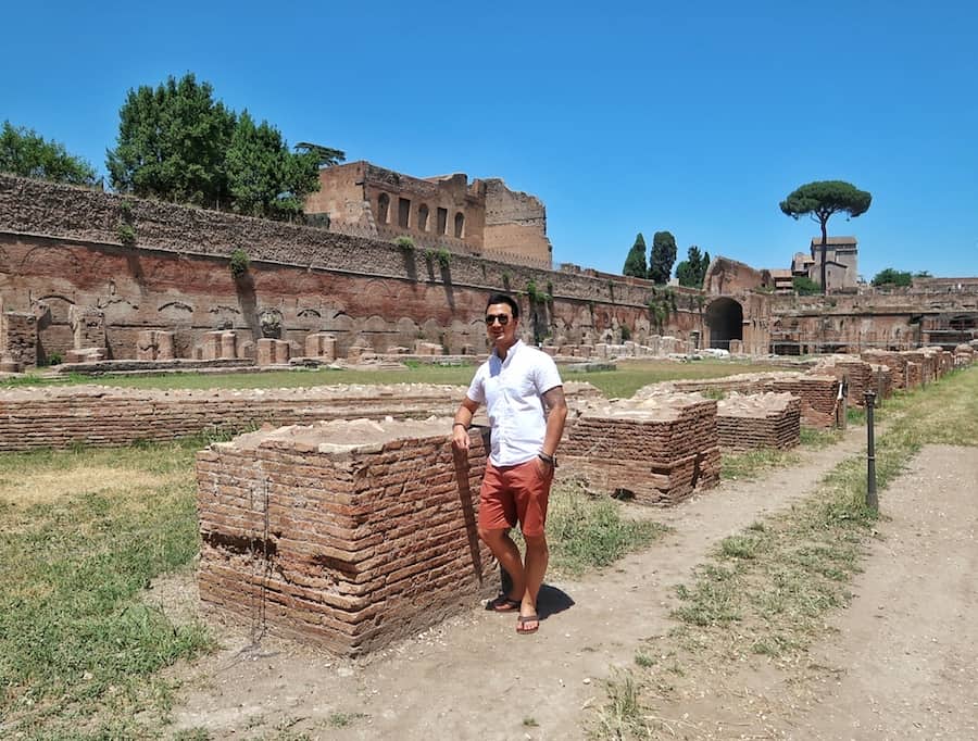 Jeff standing on the ruined buildings of Palatine Hill in Rome