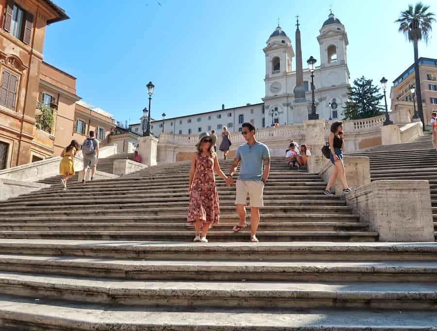 Jeff and Zuzi walking down the Spanish Steps. The first stop on our 3 day itinerary in Rome