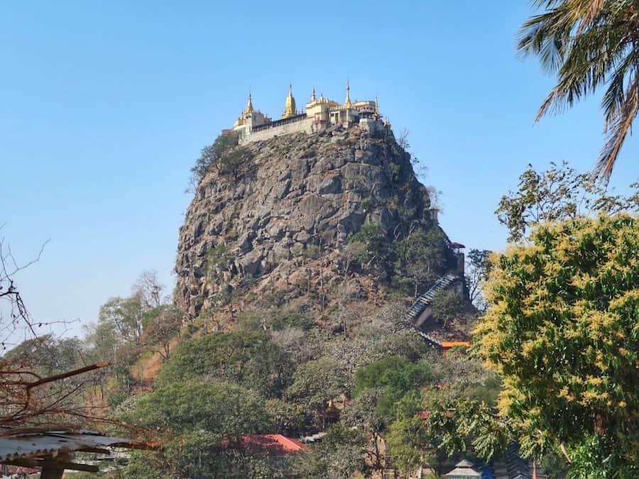 Image of Mount Popa which is a monastery built on top of a volcanic plug 