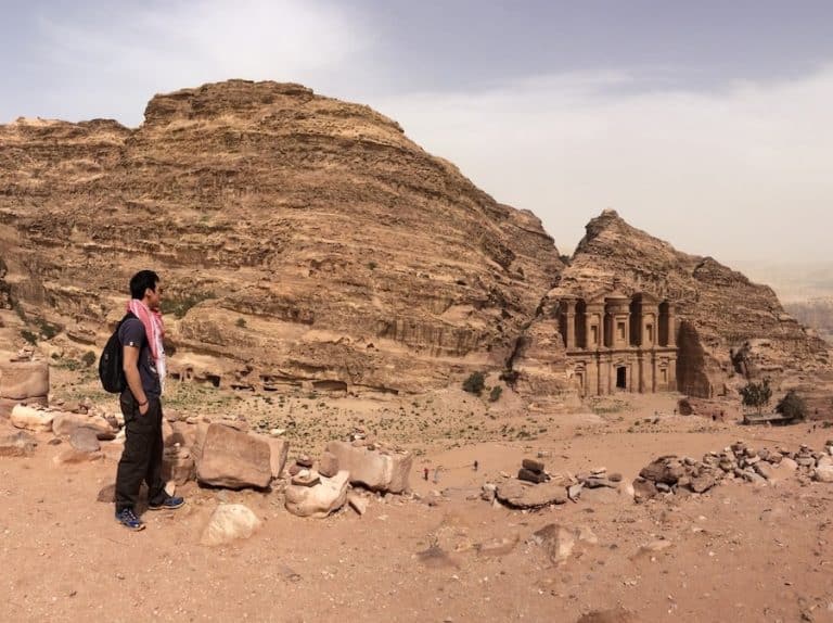 Cover photo for The New 7 Wonders Of The World showing Jeff at Petra in Jordan