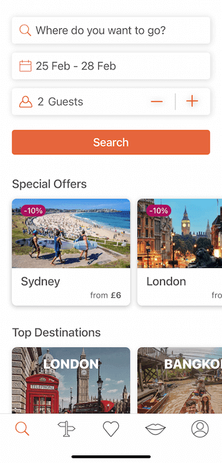 Screenshot of Hostelworld app