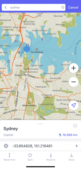 Screenshot of Maps.me app