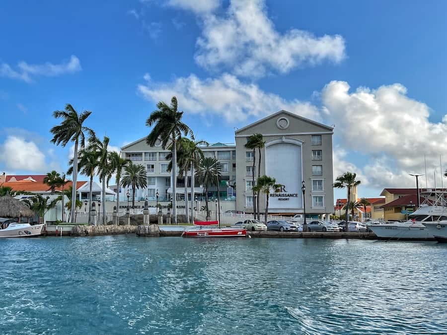 Renaissance Hotel Aruba as seen from the water taxi