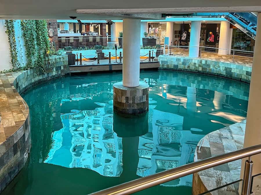 The Renaissance Hotel Aruba lobby where the water taxi picks up tourists