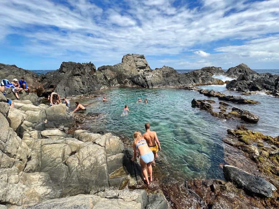 Image of Natural Pool in Aruba. It is a pool formed from the the rocks around it from the sea
