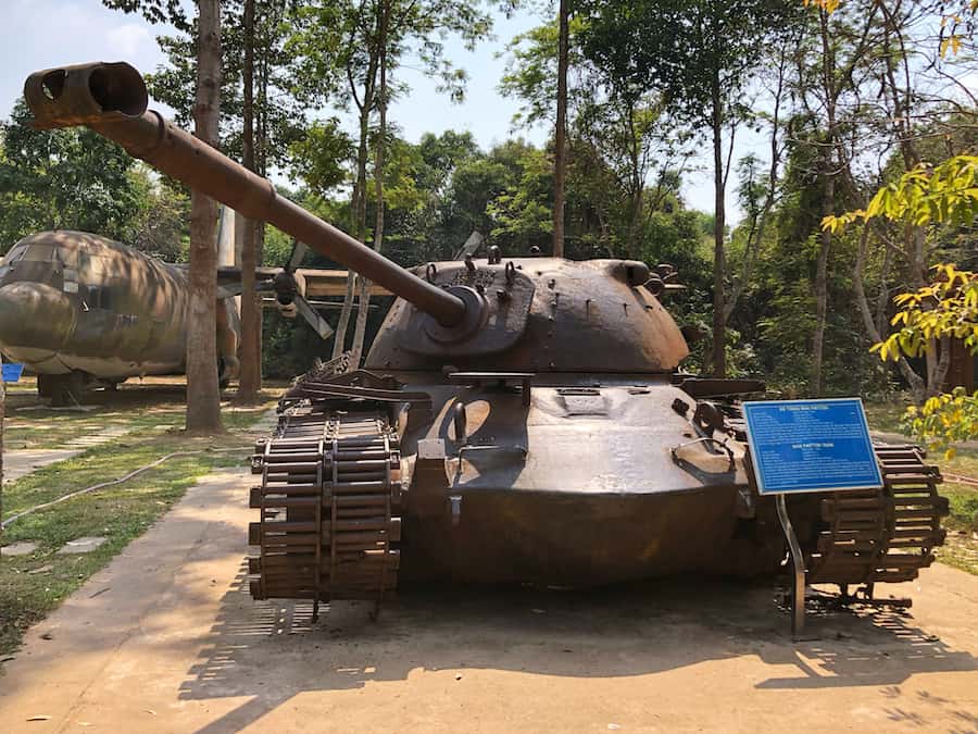 Image of an old rusty American tank found from the Vietnam War