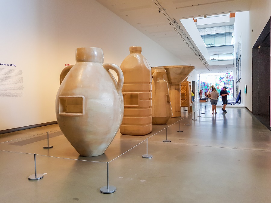 Display of a large pottery exhibit