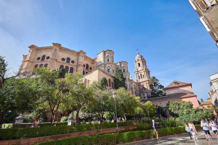 Cathedral at Malaga from a wide angle point of view