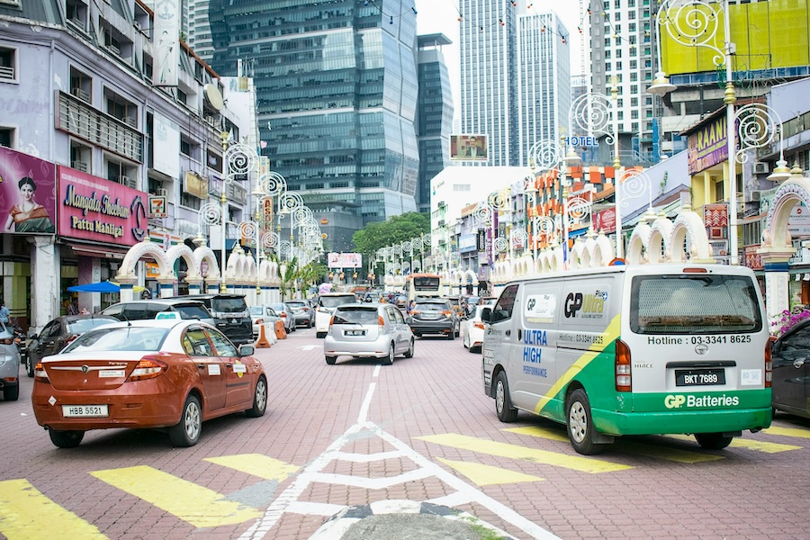 Street scene in Little India Brickfields Kuala Lumpur