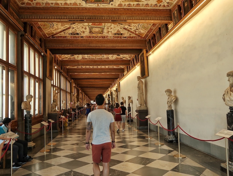 Inside the Uffizi Gallery in Florence Italy