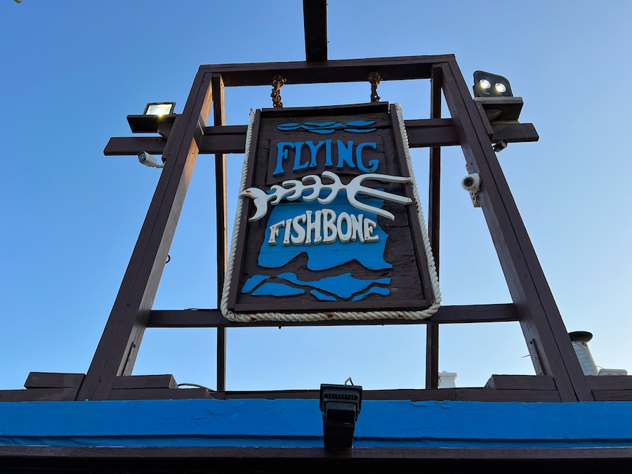 Flying Fishbone restaurant sign in Savaneta, Aruba
