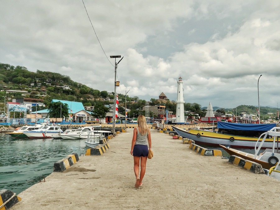 Walking along the waterfront in Labuan Bajo, Flores, Indonesia